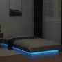 Bed frame with LED lights concrete gray wood 100x200 cm by vidaXL, Beds and slatted bases - Ref: Foro24-3281115, Price: 154,4...