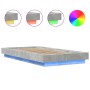 Estructura cama con luces LED madera gris hormigón 100x200 cm de vidaXL, Camas y somieres - Ref: Foro24-3281115, Precio: 156,...