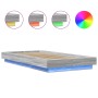 Sonoma gray wood bed frame with LED lights 100x200 cm by vidaXL, Beds and slatted bases - Ref: Foro24-3281117, Price: 161,46 ...