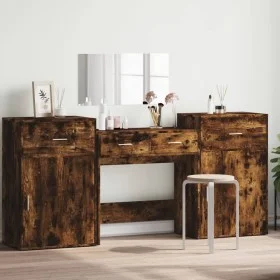 Smoked Oak Engineered Wood 4-Piece Vanity Set by vidaXL, Bedroom furniture sets - Ref: Foro24-3276529, Price: 216,75 €, Disco...