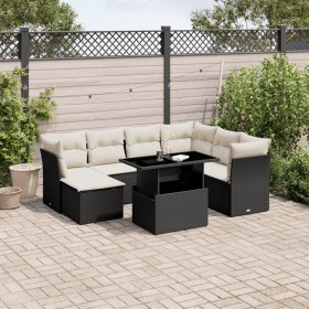 8-teiliges Gartensofa-Set und schwarze synthetische Rattankissen von vidaXL, Gartensets - Ref: Foro24-3266756, Preis: 465,77 ...