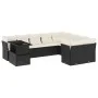 Set de sofás de jardín 10 pzas cojines ratán sintético negro de vidaXL, Conjuntos de jardín - Ref: Foro24-3266846, Precio: 62...