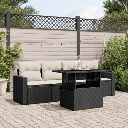 5-teiliges Gartenmöbel-Set und schwarze synthetische Rattankissen von vidaXL, Gartensets - Ref: Foro24-3267096, Preis: 337,92...