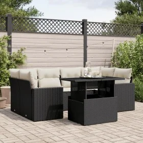 7-piece garden sofa set with black synthetic rattan cushions by vidaXL, Garden sets - Ref: Foro24-3267126, Price: 480,45 €, D...