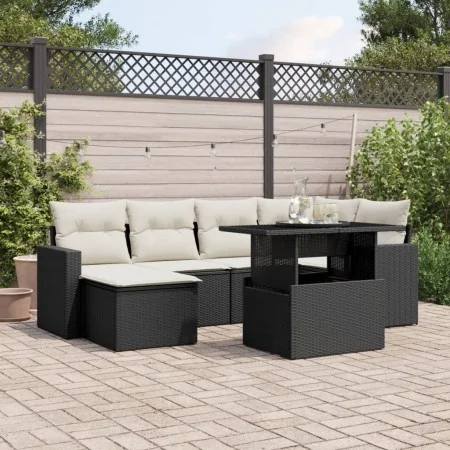 7-piece garden sofa set with black synthetic rattan cushions by vidaXL, Garden sets - Ref: Foro24-3267416, Price: 454,33 €, D...