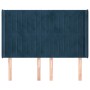 Cabecero con orejas de terciopelo azul oscuro 147x16x118/128 cm