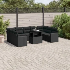 Garden sofa set 10 pieces with black synthetic rattan cushions by vidaXL, Garden sets - Ref: Foro24-3267475, Price: 681,94 €,...