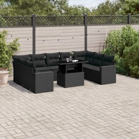 Garden sofa set 10 pieces with black synthetic rattan cushions by vidaXL, Garden sets - Ref: Foro24-3267475, Price: 681,94 €,...