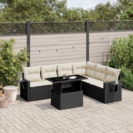 7-piece garden sofa set with black synthetic rattan cushions by vidaXL, Garden sets - Ref: Foro24-3267926, Price: 447,14 €, D...