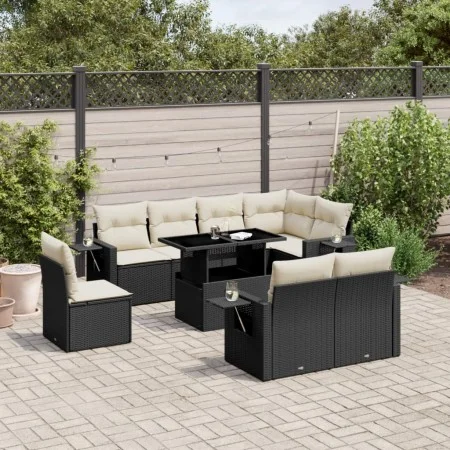 8-teiliges Gartensofa-Set und schwarze synthetische Rattankissen von vidaXL, Gartensets - Ref: Foro24-3268036, Preis: 624,11 ...