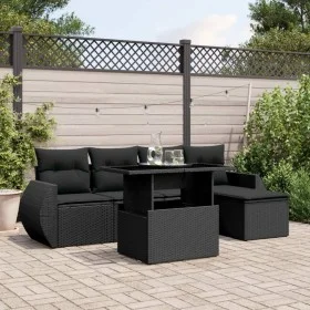 6-piece garden sofa set and black synthetic rattan cushions by vidaXL, Garden sets - Ref: Foro24-3268495, Price: 429,40 €, Di...