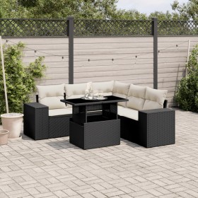 6-teilige Gartensofagarnitur und schwarze synthetische Rattankissen von vidaXL, Gartensets - Ref: Foro24-3269156, Preis: 414,...