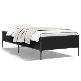 Black engineered wood and metal bed frame 90x190 cm by vidaXL, Beds and slatted bases - Ref: Foro24-844986, Price: 68,79 €, D...