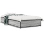 Estructura cama madera ingeniería metal gris Sonoma 90x200 cm de vidaXL, Camas y somieres - Ref: Foro24-845114, Precio: 73,01...