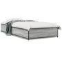 Estructura cama madera ingeniería metal gris Sonoma 100x200 cm de vidaXL, Camas y somieres - Ref: Foro24-845109, Precio: 73,2...