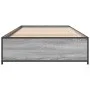 Sonoma gray metal engineered wood bed frame 100x200 cm by vidaXL, Beds and slatted bases - Ref: Foro24-845109, Price: 73,23 €...