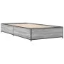 Sonoma gray metal engineered wood bed frame 100x200 cm by vidaXL, Beds and slatted bases - Ref: Foro24-845109, Price: 73,23 €...