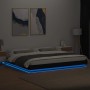 Bed frame with LED lights black engineered wood 200x200cm by vidaXL, Beds and slatted bases - Ref: Foro24-3281071, Price: 211...