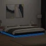 Bed frame with LED lights black engineered wood 200x200cm by vidaXL, Beds and slatted bases - Ref: Foro24-3281071, Price: 208...