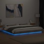 Bed frame with LED lights concrete gray wood 200x200 cm by vidaXL, Beds and slatted bases - Ref: Foro24-3281073, Price: 218,7...