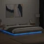 Bed frame with LED lights concrete gray wood 200x200 cm by vidaXL, Beds and slatted bases - Ref: Foro24-3281073, Price: 215,8...