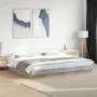 Bed frame with LED lights concrete gray wood 200x200 cm by vidaXL, Beds and slatted bases - Ref: Foro24-3281073, Price: 215,8...