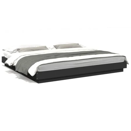 Bed frame with LED lights black engineered wood 180x200cm by vidaXL, Beds and slatted bases - Ref: Foro24-3281078, Price: 219...