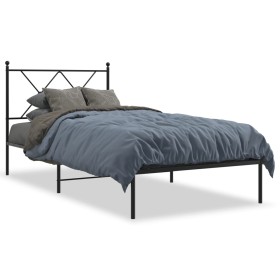 Estructura de cama con cabecero metal negro 90x200 cm