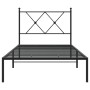 Bed frame with black metal headboard 90x200 cm by vidaXL, Beds and slatted bases - Ref: Foro24-376495, Price: 74,54 €, Discou...