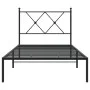Estructura de cama con cabecero metal negro 90x200 cm de vidaXL, Camas y somieres - Ref: Foro24-376495, Precio: 73,42 €, Desc...
