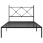 Bed frame with black metal headboard 100x200 cm by vidaXL, Beds and slatted bases - Ref: Foro24-376497, Price: 72,60 €, Disco...