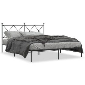 Bed frame with black metal headboard 150x200 cm by vidaXL, Beds and slatted bases - Ref: Foro24-376504, Price: 116,98 €, Disc...