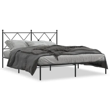 Bettgestell mit schwarzem Metallkopfteil 150x200 cm von vidaXL, Betten und Lattenroste - Ref: Foro24-376504, Preis: 115,11 €,...