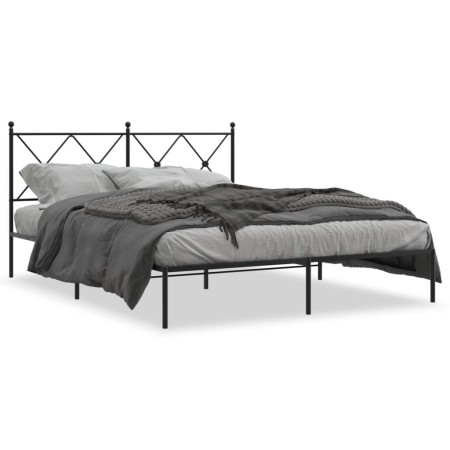 Estructura de cama con cabecero metal negro 150x200 cm de vidaXL, Camas y somieres - Ref: Foro24-376504, Precio: 116,87 €, De...