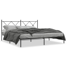 Bettgestell mit schwarzem Metallkopfteil 180x200 cm von vidaXL, Betten und Lattenroste - Ref: Foro24-376506, Preis: 126,82 €,...