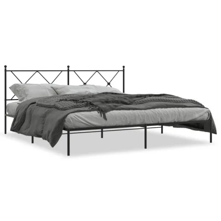 Bettgestell mit schwarzem Metallkopfteil 180x200 cm von vidaXL, Betten und Lattenroste - Ref: Foro24-376506, Preis: 124,59 €,...