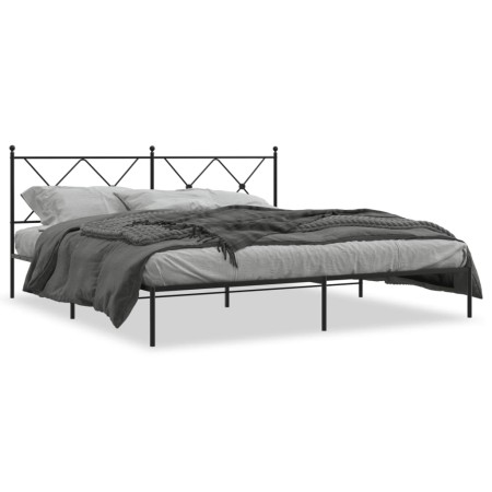 Estructura de cama con cabecero metal negro 180x200 cm de vidaXL, Camas y somieres - Ref: Foro24-376506, Precio: 126,71 €