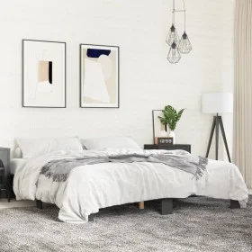 Engineered wood and black metal bed frame 200x200cm by vidaXL, Beds and slatted bases - Ref: Foro24-3280217, Price: 133,78 €,...