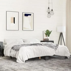 Engineered wood and black metal bed frame 180x200cm by vidaXL, Beds and slatted bases - Ref: Foro24-3280222, Price: 132,28 €,...