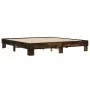 Estructura cama madera ingeniería metal roble ahumado 160x200cm de vidaXL, Camas y somieres - Ref: Foro24-3280229, Precio: 12...