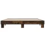 Engineered wood bed frame metal smoked oak 160x200cm by vidaXL, Beds and slatted bases - Ref: Foro24-3280229, Price: 124,96 €...