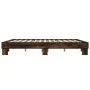 Engineered wood bed frame metal smoked oak 160x200cm by vidaXL, Beds and slatted bases - Ref: Foro24-3280229, Price: 124,96 €...
