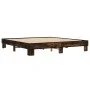 Engineered wood bed frame metal smoked oak 160x200cm by vidaXL, Beds and slatted bases - Ref: Foro24-3280229, Price: 124,96 €...