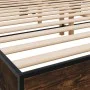 Engineered wood bed frame metal smoked oak 160x200cm by vidaXL, Beds and slatted bases - Ref: Foro24-3280229, Price: 124,96 €...