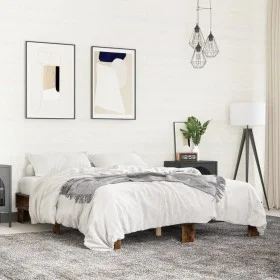 Engineered wood bed frame metal smoked oak 150x200cm by vidaXL, Beds and slatted bases - Ref: Foro24-3280234, Price: 120,38 €...