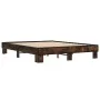 Engineered wood bed frame metal smoked oak 150x200cm by vidaXL, Beds and slatted bases - Ref: Foro24-3280234, Price: 120,38 €...