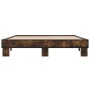Engineered wood bed frame metal smoked oak 150x200cm by vidaXL, Beds and slatted bases - Ref: Foro24-3280234, Price: 121,86 €...