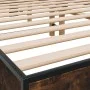 Engineered wood bed frame metal smoked oak 150x200cm by vidaXL, Beds and slatted bases - Ref: Foro24-3280234, Price: 120,38 €...