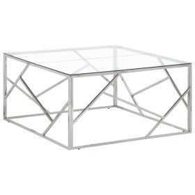 Mesa de centro plateada acero inoxidable y vidrio templado de vidaXL, Mesas de centro - Ref: Foro24-349953, Precio: 160,54 €,...