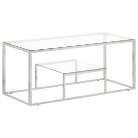 Silver stainless steel and tempered glass coffee table by vidaXL, Coffee table - Ref: Foro24-350017, Price: 104,45 €, Discoun...